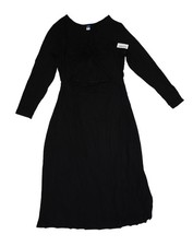 Old Navy Dress Womens XL Black Long Sleeve Twist Front Cut Out Midi Fit Flare