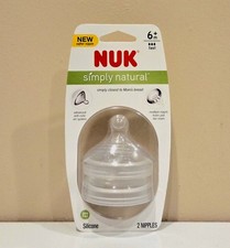 NEW 2pk Nuk Simply Natural Nipple 6 M Fast Flow BPA Free Anti Colic Multi Hole