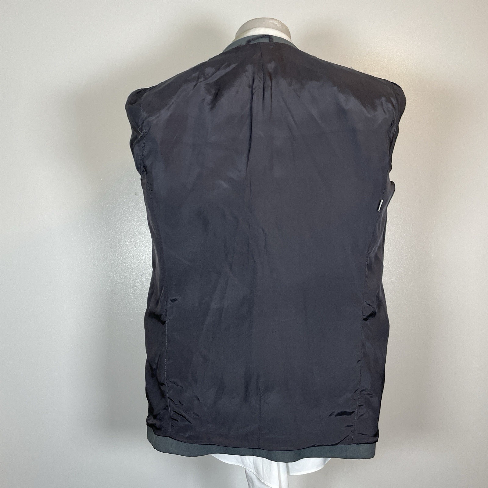 Blazer Jacket Mens 38S Gray Solid Polyester Doubl… - image 5