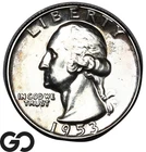 1953 Washington Quarter, Original Toner PROOF, Superb Gem PR++
