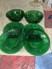 Vintage Anchor Hocking Emerald Green Berry 4  Plates and 2 Bowls.