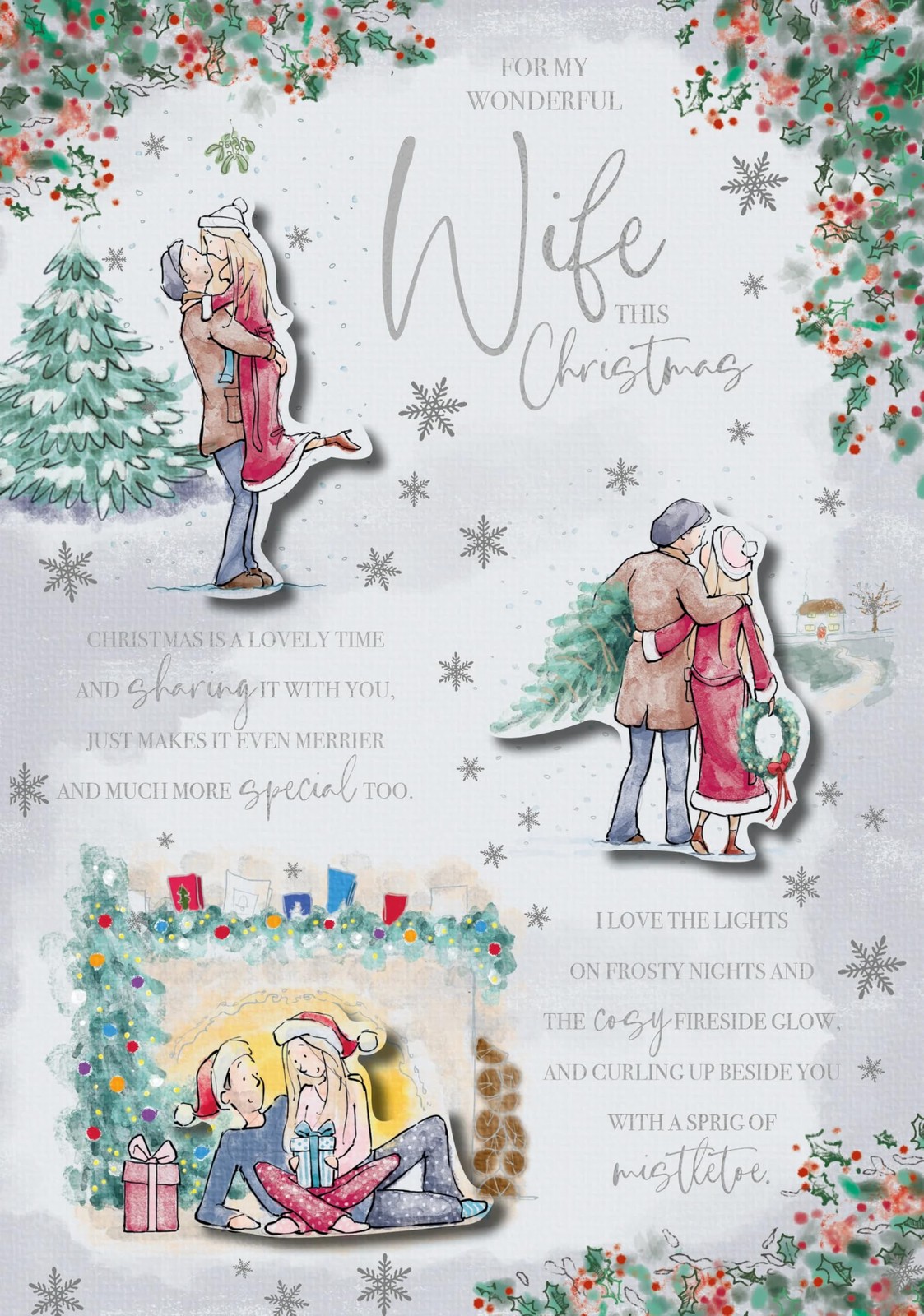 For My Wonderful Wife Couple Spending Xmas Together Large Christmas Card 25x18cm