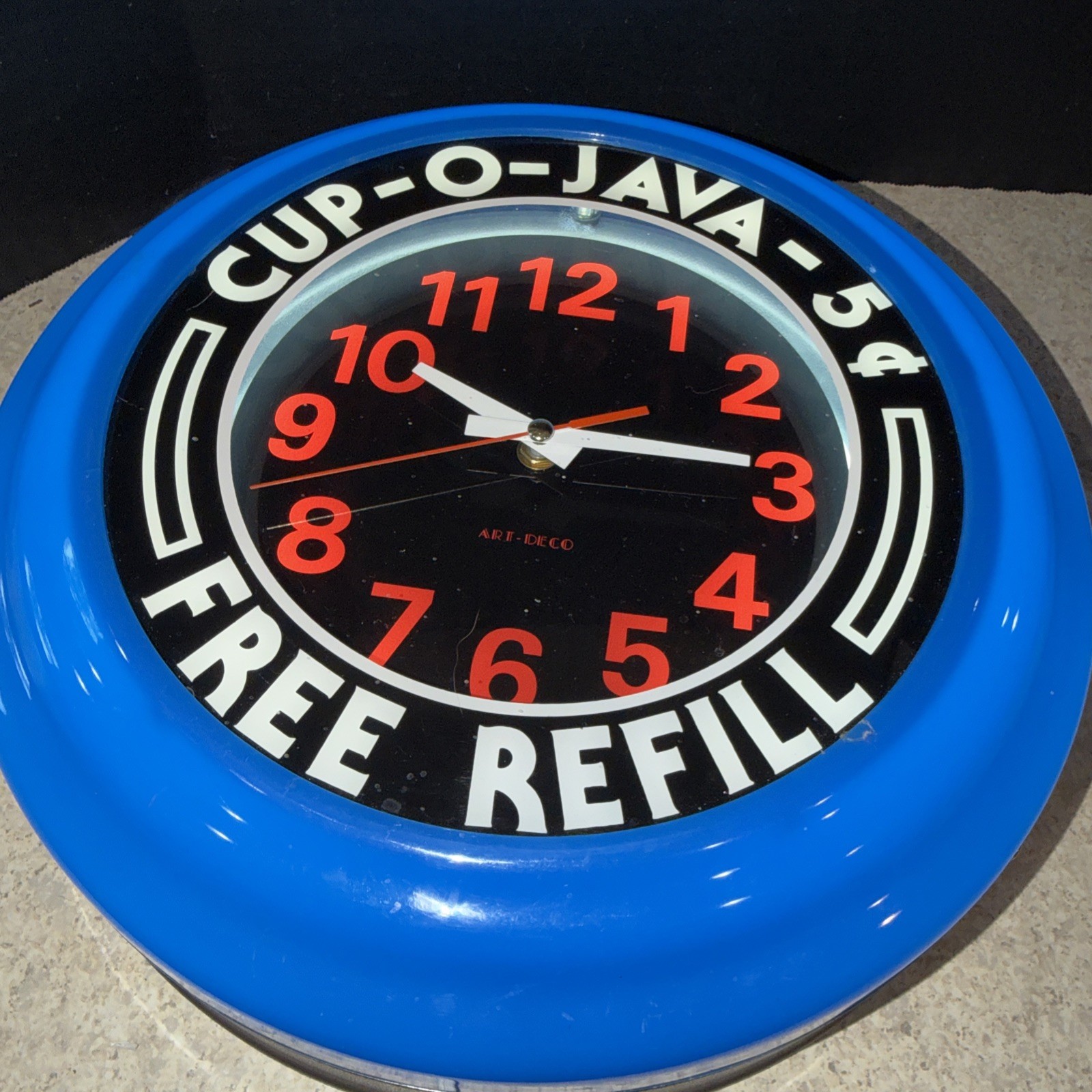 Cup-O-Java light up Wall Clock 13" Art Deco Retro Diner works great!