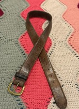 Vintage 90s GAP Brown Leather Belt Solid Brass Buckle Size 34