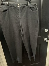 Eileen Fisher Woman 3X Black Stretch Denim Jeans USA Made Zip Fly Elastic Back