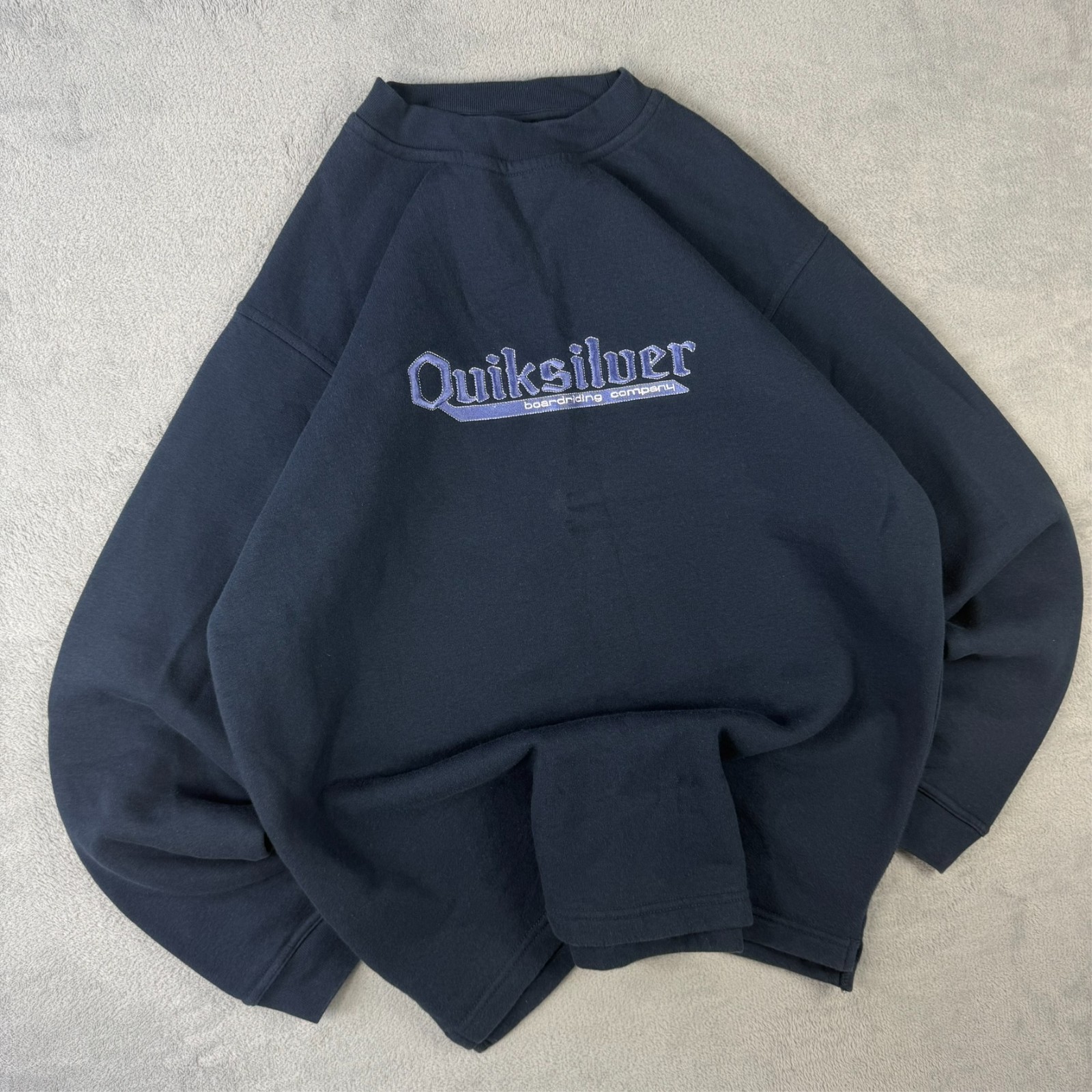 Vintage Quiksilver 2000's Y2K Surf Navy Blue Spellout Size Large Sweatshirt image 2