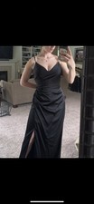 Black satin formal gown dress