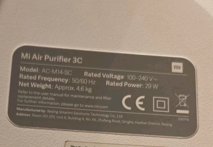 Xiaomi Mi Air Purifier 3C Luftreiniger weiß - gebraucht, ohne Filtermodul - Bild 4 von 4