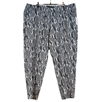 NWT Eloquii Kady Fit Snakeskin Print Trousers Grey White Plus Size 20 Ankle Pant