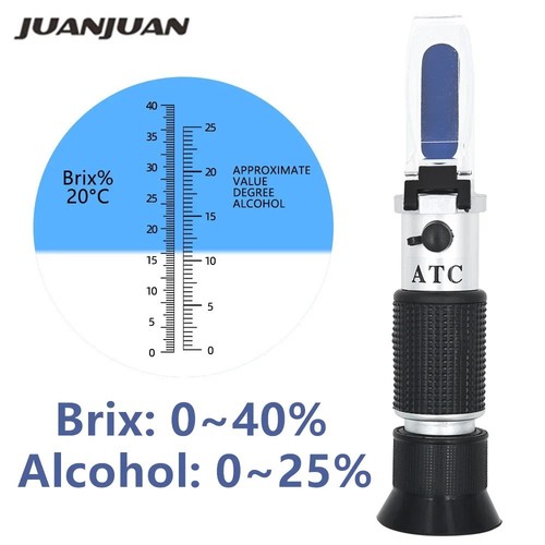 Portable ATC Refractometer 0-32% Brix Tester for Sugar Fruit Alcohol ...