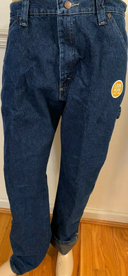 NWT MEN Wrangler Fleece Lined Carpenter Loose Fit Blue Jean 94FLWD Pant Tech Poc