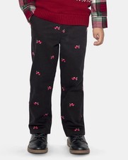 Gymboree Boys Schiffli Truck Twill Chino Pants - Christmas Cabin - Black- Size 7