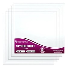 Clear Polystyrene Flexible Plastic Board Sheet 12" x 12" .020 Thick Styrene...