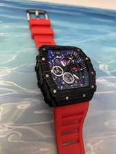 Richard Fashion Style Rapper Mille Colorful Deal Skeleton Red and black Watch