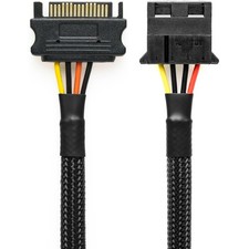 CRJ SATA to Dual Molex Power Adapter Cable 15Pin Black Sleeved 12 Inch