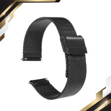 316L Stainless Steel Mesh Watch Band 20mm Quick Release Adjust Straps Black