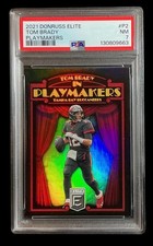 2021 panini donruss elite #P2 tom brady; playmakers SSP holo PSA 7  (CASE HIT)