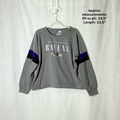 Baltimore Ravens Womens Gray NFL Crewneck Sweatshirt Raglan Sleeve 2XL