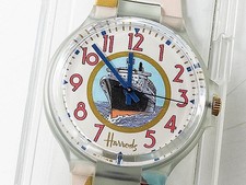 Harrods Knightsbridge Swiss Made Watch Queen Elizabeth 2, QE2 Ship Design, Case