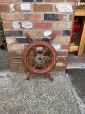 Vintage Authentic Wood Boat Ships Wheel Captions Helm Nautical 24" Maritime