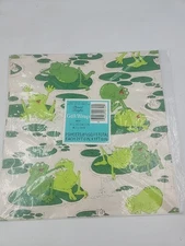 NOS 1980's Vtg Frogs Silly Leap Frog Fishing Lily Pads Craft Gift Wrap Paper 
