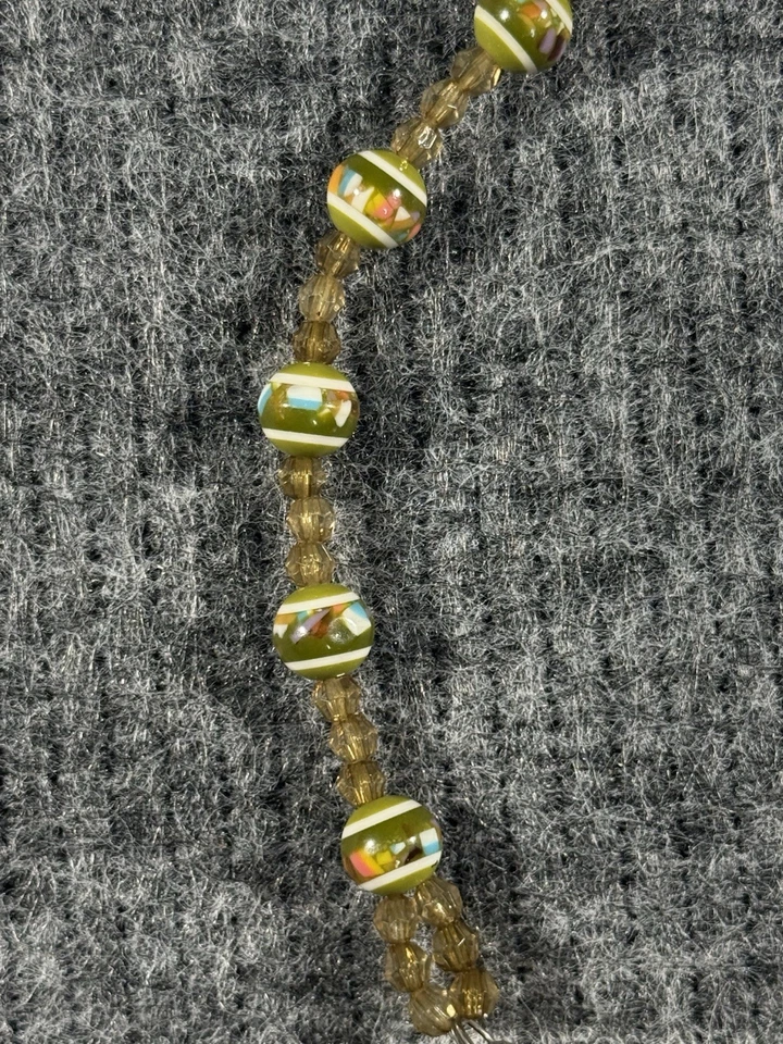 Aldo Beaded Floral Satin Evening Bag Green Embroidered Clutch Purse Bead Handle - Image 3 of 4