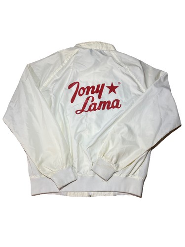 Tony Lama, Vintage Tony Lama White Nylon Satin Bomber Jacket Western XLarge