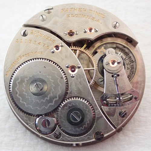 ANTIQUE 16s ELGIN 21 JEWEL FATHER TIME GRADE 388 OPEN FACE POCKET WATCH MOVEMENT