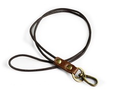 Genuine Leather Rope Necklace Lanyard for Key ID Badge Holder, Lobster Claw Clas