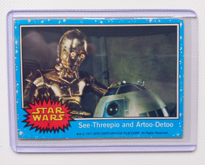 Star Wars 1977 Topps Card Blue Series 1 C-3PO R2D2 No. 2 Original    