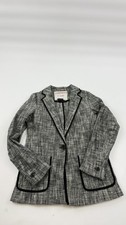 Anthropologie Cartonnier Blazer Womens 4 Gray Tweed Contrast Trim Jacket