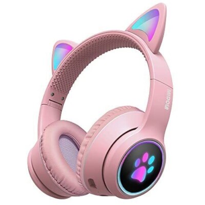 Gaming Bluetooth 5.0 Wireless Cat Ear Headphones Over Ear Led Light Foldable