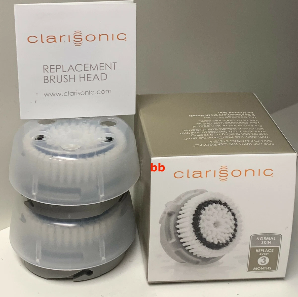 Clarisonic Normal Brush Head for Face Brush Gray TWIN PACK New in