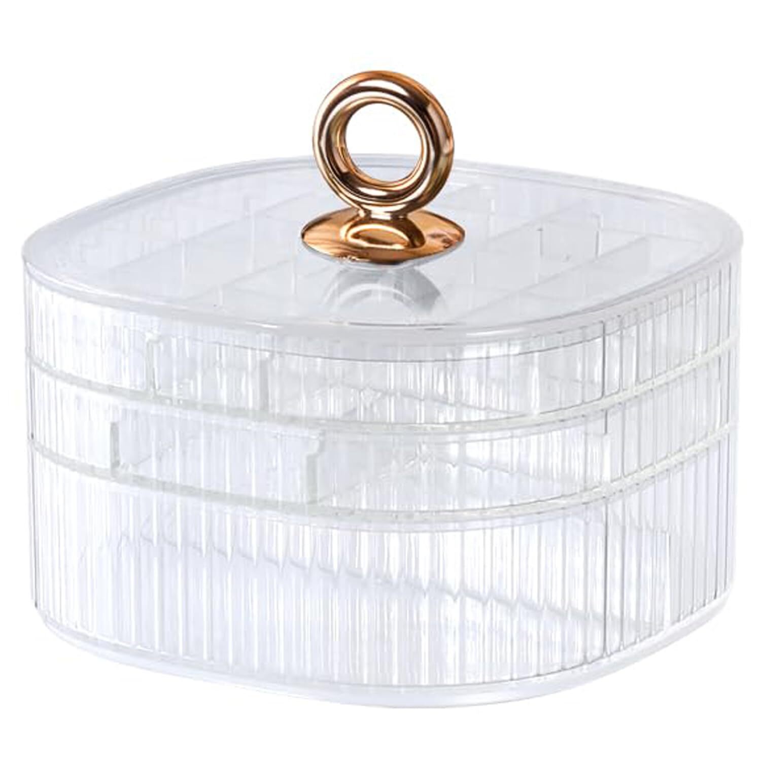 3-Layer Acrylic Jewelry Organizer Box with Clear Storage & Handle-image