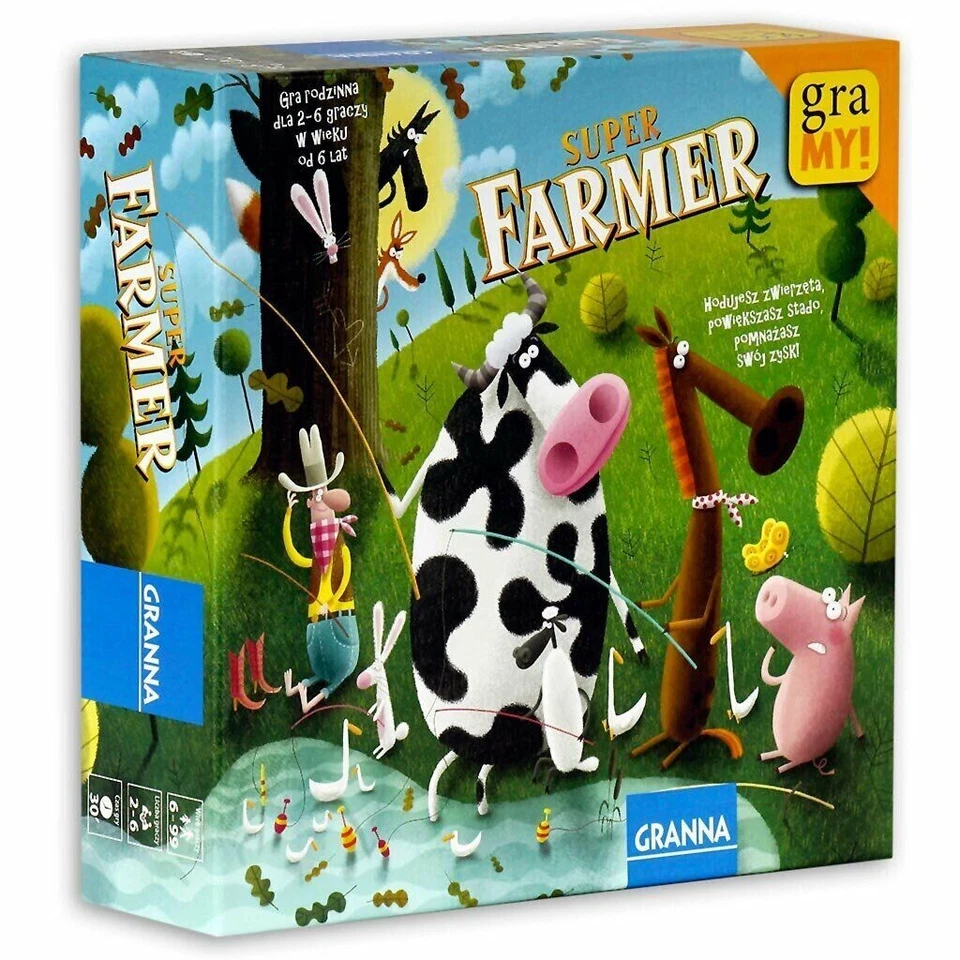 Super Farmer Superfarmer wiek: 6+, GRA POLSKA,Gra rodzinna. 2-6 os