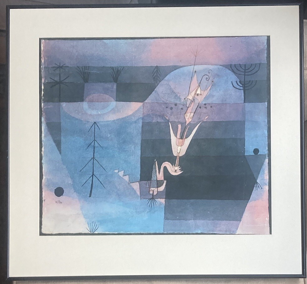 Vintage Artist Paul Klee Framed Lithograph Print “Wall Flower