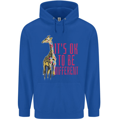 Giraffe Autism Its Okay to Be Different Mens 80% Cotton Hoodie