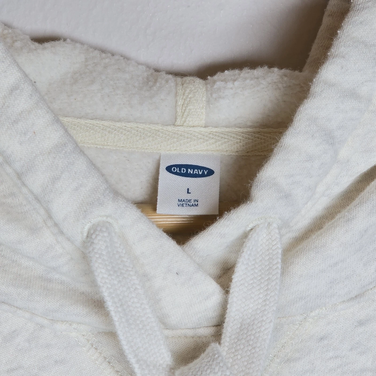 OFF WHITE Felpa con cappuccio manica lunga stampa sherpa marina vecchia taglia large panna