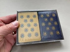 Double Deck Vintage LIONS CLUB INTERNATIONAL PLAYING CARDS & Case U.S. Card Co.