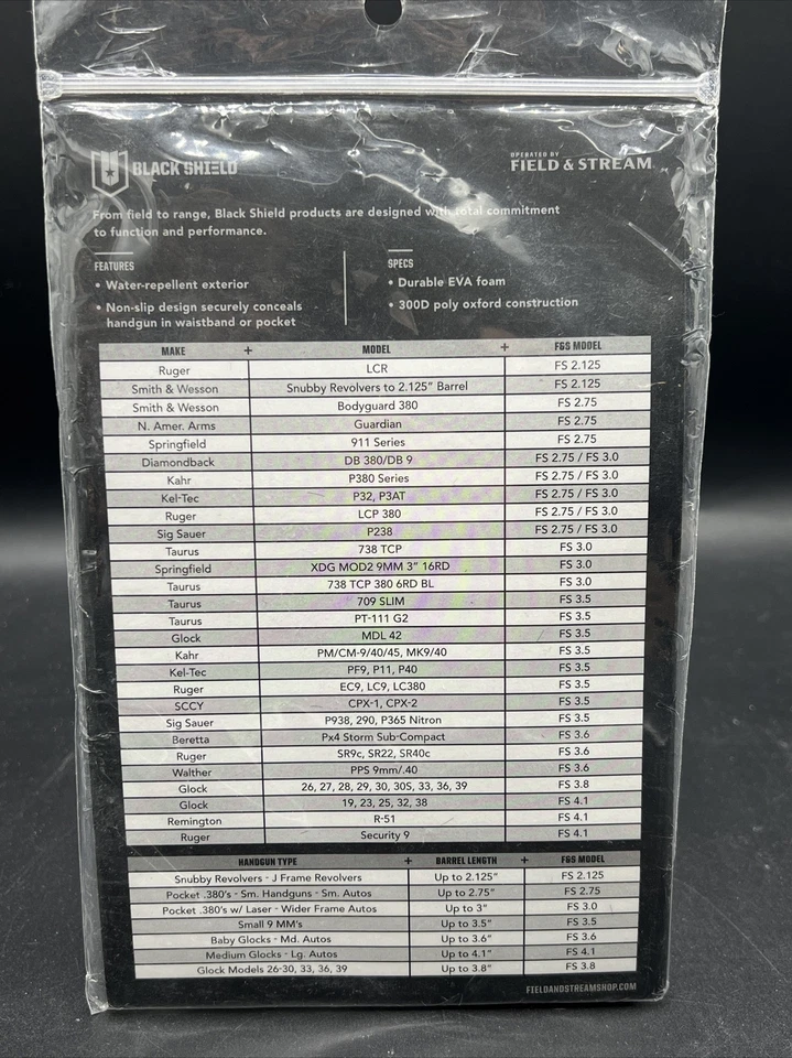 NEW Black Shield 380 & 9MM AUTO UP TO 3” Dura-Grip Pocket & IWB Sticky Holster - Image 2 of 2