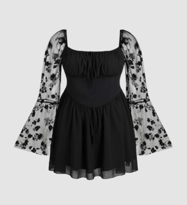 CIDER 2XL Floral Lace Dress Womens Black Bell Sleeve Whimsigoth Fairy Grunge | eBay CIDER 2XL Floral Lace Dress Womens Black Bell Sleeve Whimsigoth Fairy Grunge | eBay