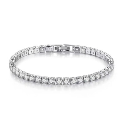 Real Zicron Tennis Bracelet 925 Sterling Silver Top Quality and New Jewelry!