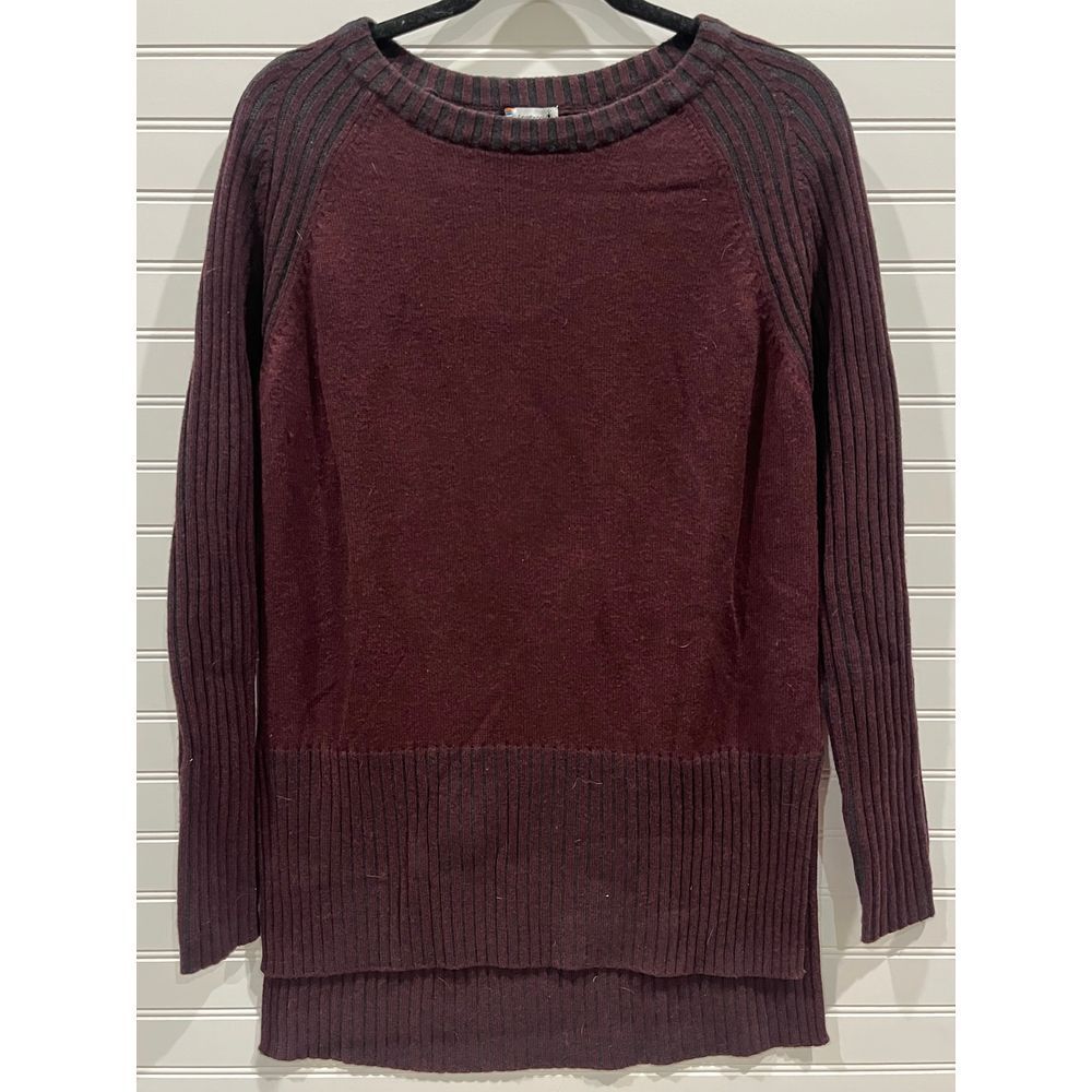 Smartwool Burgundy Ribbed Merino Wool Blend Tunic Sweater Pullover Size L