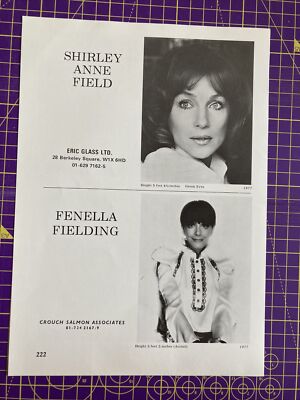 Shirley Anne Field/Fenella Fielding.Original,selten, 1977/78 Schauspielagentur Z-Seite.