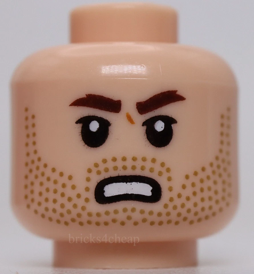 Lego Cabeza Marrón Oscuro Cejas Párpados Superiores Turrón Medio Rastrojo Fruncido Yodo Enojado Foto 2 de 2