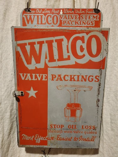 VINTAGE ORIGINAL ANTIQUE GAS OIL SIGN TEXACO GULF PARTS CABINET NICE