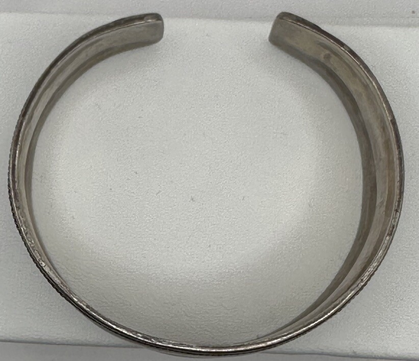 Thick Sterling Silver 925 Pattern Cuff Bracelet (… - image 8