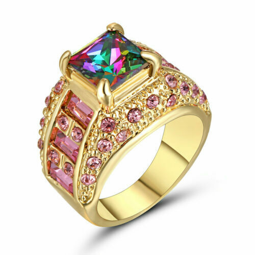 Size 8 Mystic Rainbow Topaz GEMSTONE Wedding  Band Ring  