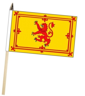 Scotland Lion Rampant Large Hand Flag With Wooden Pole (18'' x 12'')