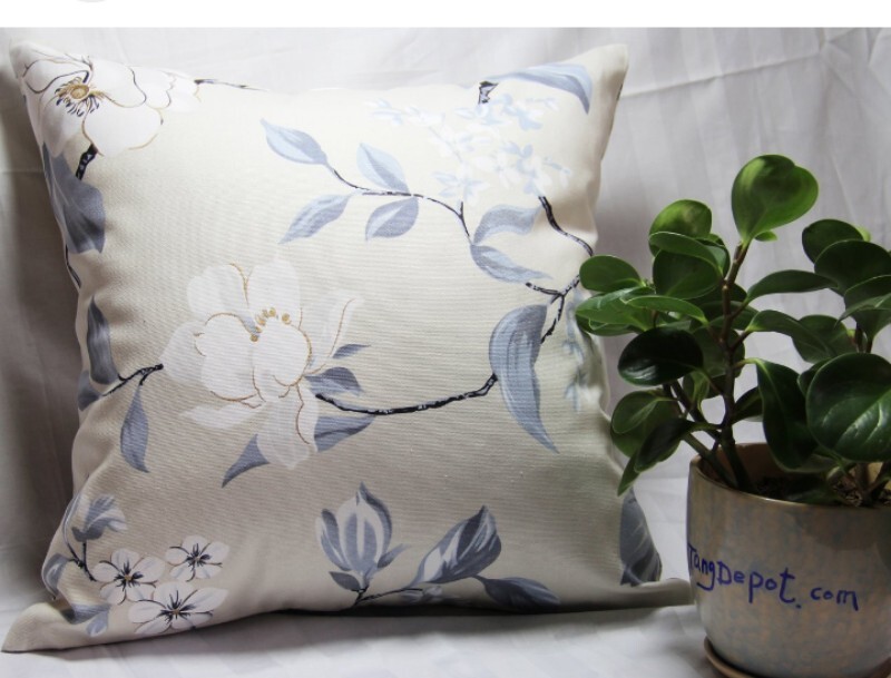 TangDepot 24"X 24" 100% Cotton Floral Flower Printcloth Decorative Throw Pillow 